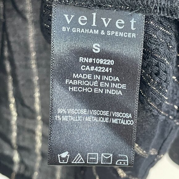 Velvet By Graham Spencer Womens Small Black Metallic Stripe Blouse Long Sleeve - Picture 5 of 11